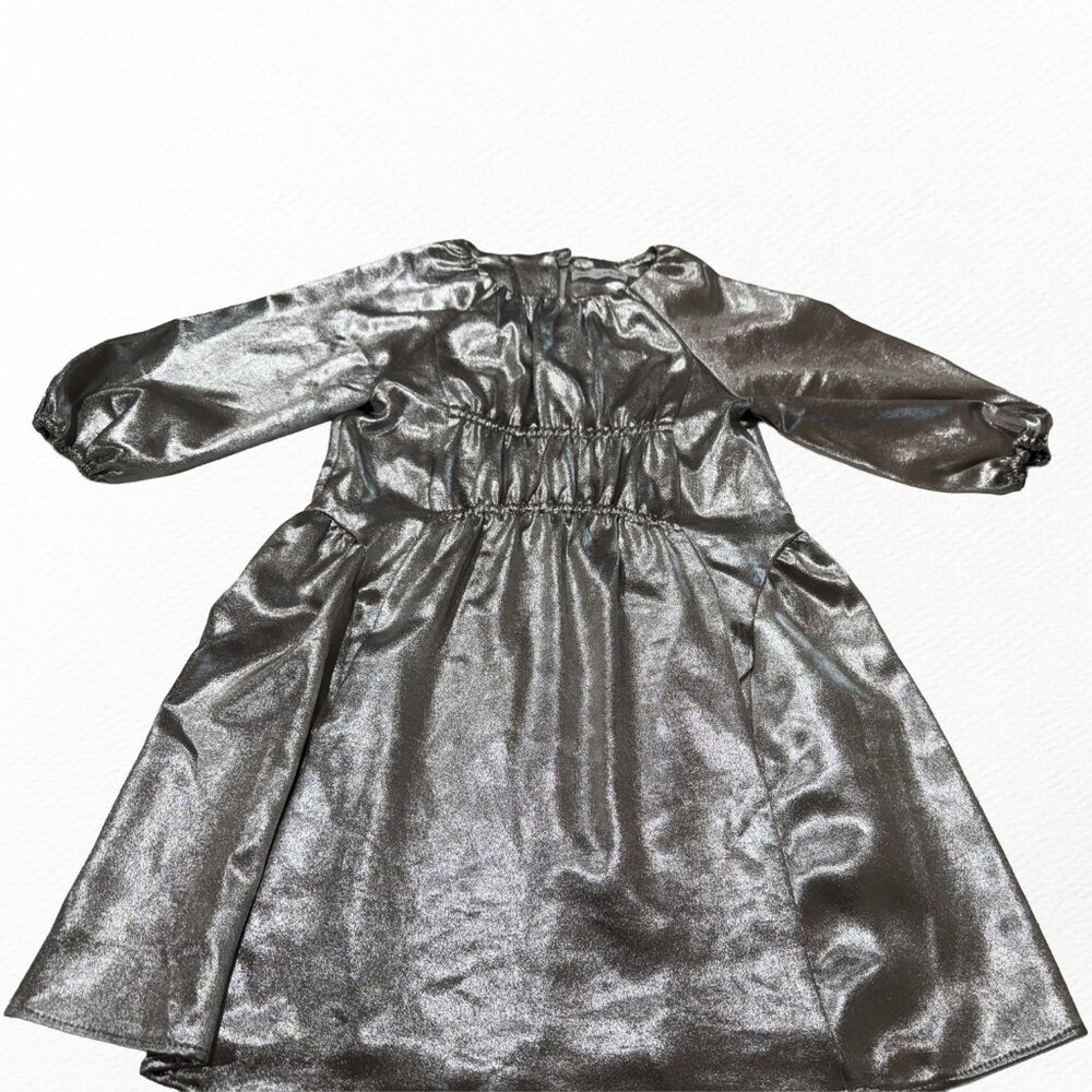 ZARA Girls 11/12 Silver Metallic Dress Party Wedding Quinceañera Formal